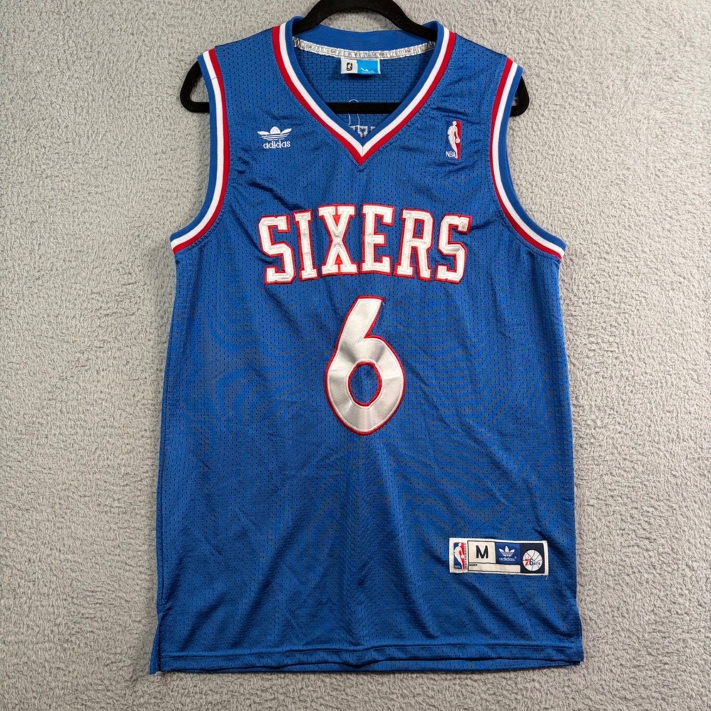 Julius Erving Philadelphia 76ers Royal Blue Adidas Basketball Jersey Size M